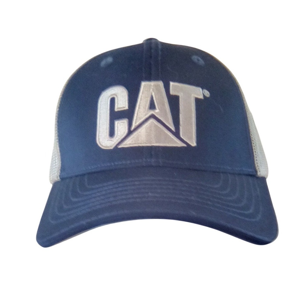 CAT:Unisex Baseball Cap, Trucker Hat, Navy Blue White Mesh American Flag‎ Patch
